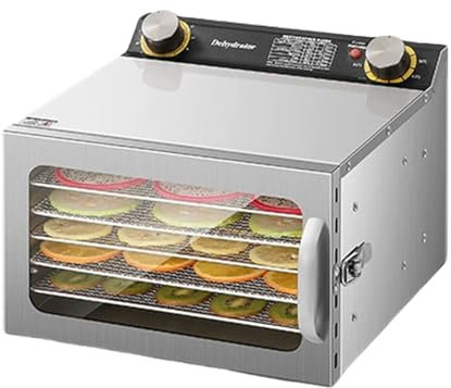 RIQHTIK Food Dehydrator Machine, Commercial Freeze Dryer with 6/8/12/18 Tray, Adjustable Timer & Temperature Control, Stainless Steel Fruit Dryer for Fruit/Vegetable/Meat,6 Layer