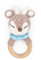 Greifling personalisiert mit Namen - Holz Beißring Baby gehäkelte Tiere - Babyrassel - Babygeschenke zur Geburt für Mädchen/Jungen - Baby Erstausstattung Neugeborene (Reh blau)