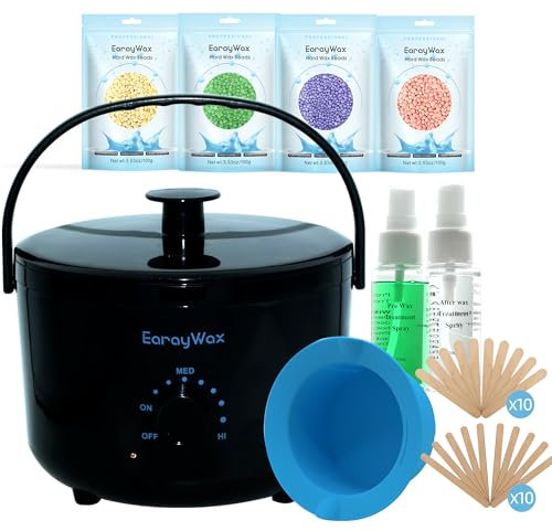 Waxing Kit for Women and Men, Wax Warmer Hair Removal at Home with Beads, Multiple Formulas Target Different Types of Sensitive Skin Body, Brazilian Bikini, Eyebrow, Facial