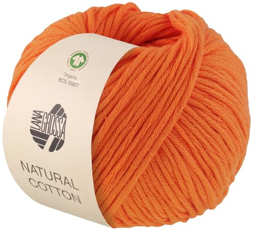 LANA GROSSA Natural Cotton Gots | Bio-Baumwollgarn in Millefili- Zwirnung | Handstrickgarn aus 100% Baumwolle (Bio) | 50g Wolle zum Stricken & Häkeln | 80m Garn FB-6