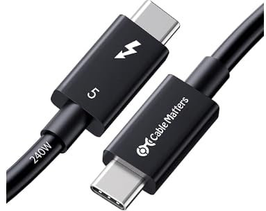 Cable Thunderbolt 5 USB-C (macho-macho) para Apple [certificado Intel] PD 240W 5A Carga Rápida Transmisión 80Gbps Audio-Video 8K@60Hz Compatible con Thunderbolt 4/3/USB4, 1,5 m