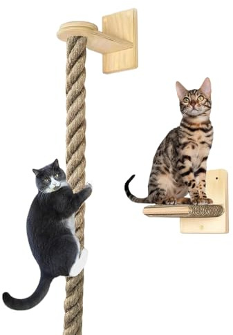 Katzen Kletterseil Für Deckenmontage,Indoor Ruhepodeste Für Katzen - Ruhe- Und Sprungleiter Mit Kratzfläche, Wandmontierte Kratzmöbel Für Junge Katzen