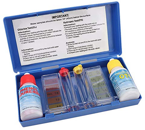 Swimmingpool -Teile Wasserqualitätstestkits Zum Testen von Chlor- und PHS Im Pool Pool Günstig Lagerung und Leicht zu Transportiertem Chemischer Testkit für Whirlpools Wasser