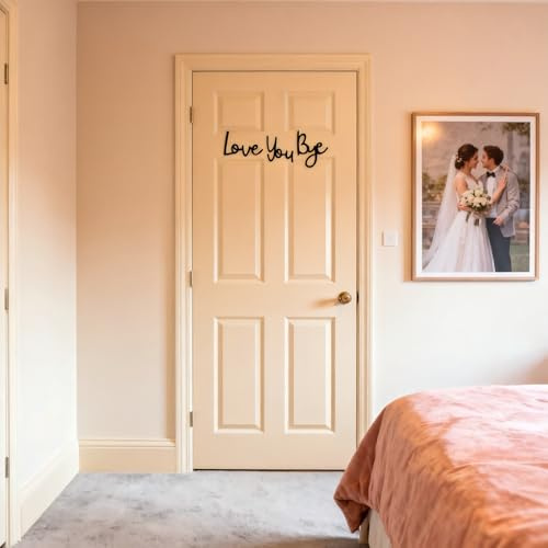 TivleedLove You Bye Above Door Sign, Wall Art for Hallway and Stairs, Love You Bye Sign - Handcrafted Wooden 3-Piece Set with Adhesive Dots, Valentine Gift, 9.9-15cm (Black)