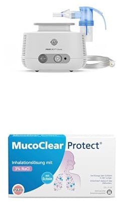 Bundle aus Pari Boy Classic, Inhalationsgerät Zur Behandlung von Atemwegserkrankungen, für Kinder und Erwachsene + MucoClear Protect Inhalationslösung verflüssigt den Schleim in der Lunge, 20 St.