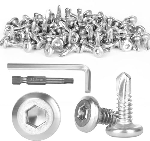 80 Pezzi Viti Autofilettanti per Metallo, 410 Acciaio Inossidabile M5,5 x 16 mm Viti Autoperforanti per Metallo con Punta Esagonale Interna Chiave Esagonale per Il Fissaggio Di Lamiere