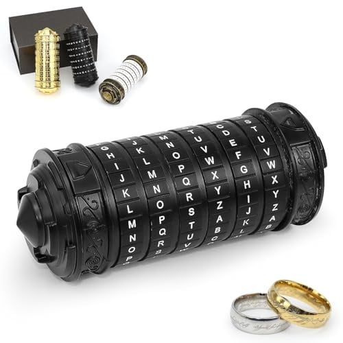 Da Vinci Cryptex Puzzle Box, Mini Cryptex Puzzleboxen mit versteckten Fächern, Zahlencode Box als Romantisches Geschenk zu Valentinstag, Weihnachten, Jahrestag, Geburtstag für Paare (Schwarz)