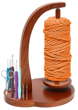 RANJIMA Wollabwickler, Rotierender Magnetischer Wollknäuelhalter zum Häkeln und Strick Zubehör,Garnhalter Wolle Garnrollenhalter Wollabwickler Holz Wollhalter, Weihnachten Geschenke für Häkelliebhaber