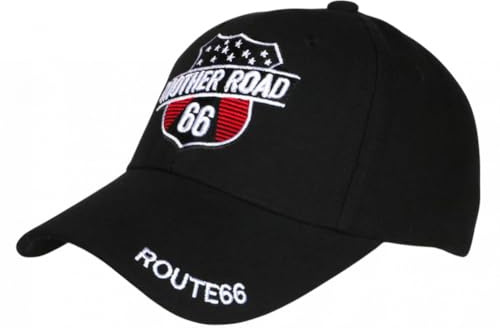 Nyls Création Cap 66 schwarz Biker Amerikanischer Vintage Mother Road, Schwarz , One size