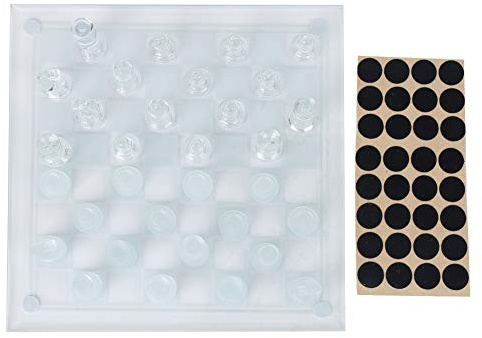 25x25cm Mattpoliertes Glaskristall Internationales Schach 1 Schachbrett und 32 Schachfiguren