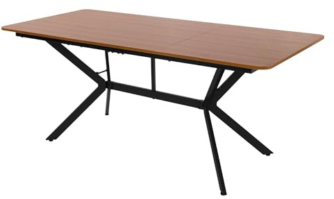 ML-Design Esstisch Dunkelbraun 180x80x75 cm, Rechteckiger Esszimmertisch für 6 Personen, Industrieller Küchentisch, Wohnzimmertisch mit Stahlgestell, Schreibtisch mit höhenverstellbare Schraubfüße