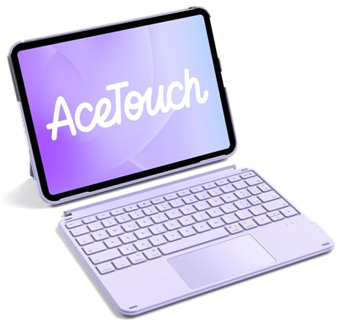 Inateck Custodia Tastiera iPad A16/10a Gen, Ultraleggera 450g | Per iPad Air 11 M4/M3/M2, Air 5/4, Pro 11, magnetico rimovibile 1s, touchpad, supporto vert/orizz, AceTouch, Viola