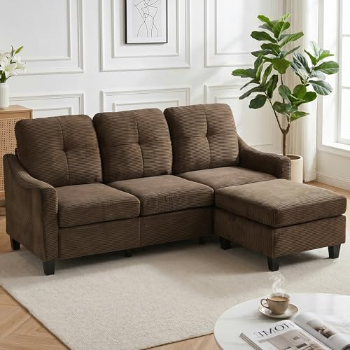 JIEXI Ecksofa Mit Schlaffunktion, L Form Couch, Ecksofa | Verstellbarer Fußhocker, Stabiles Metallgestell, Für Wohnzimmer und Schlafzimmer, 175 x 75 x 90 cm