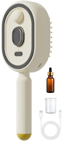Vhjlfig 2026 New Electric Spray Air Cushion Comb, With Charging Cable Oil Measuring Cup And Color Box, 7.8x21.7cm, ABS, Rechargeable Steam Hair Straightener With Spray, Electric Steam Brush, For Spa