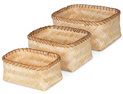 Compactor - Ensemble de 3 Paniers HALONG en Bambou Naturel, Tailles S/M/L, Fait à la Main au Vietnam