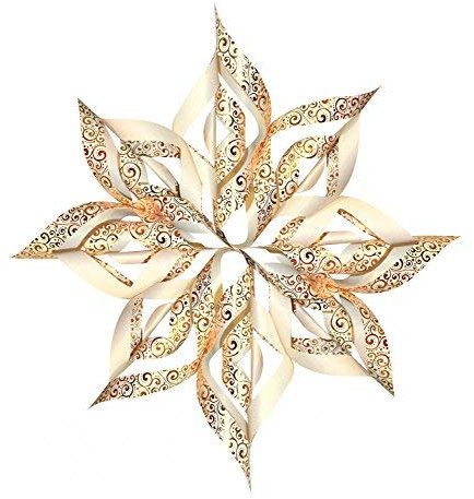 Ursus 34535500 - Paper Star Ornament 3, gold, 32 Blatt, ca. 15 x 15cm, 110 g/qm, vorgestanztes, hochwertiges Bastelpapier mit edlem Perleffekt, folienveredelt, einseitig bedruckt