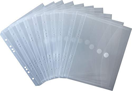 Dokumententaschen 40956-04 Sammelmappen Sichttaschen A5 quer transparent natur, mit Euro-Lochung, Abheftrand, Klappe und Klettverschluss - 10 Stück