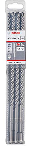 Bosch Professional 10tlg. Hammerbohrer SDS Plus-7X (für Beton und Mauerwerk, 10 x 200 x 265 mm, Zubehör Bohrhammer)