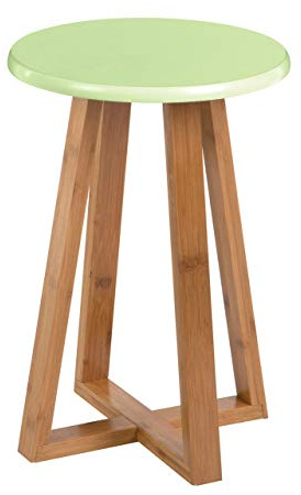 Premier Housewares 2404753 Round Wooden Stool Bamboo Green Finish,43 x 30 x 30 cm