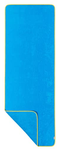 Sowel® Saunahandtuch 220 x 80 cm, 100% Bio-Baumwolle, Strandtuch XXL, Badetuch Groß, Saunatuch, Handtuch, Strand, Sauna, Damen und Herren, Blau/Gelb