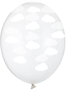Luftballons Wolken 30cm 6er Set mit Aufdruck Latex Geburtstag Ballondeko Partyballons transparent