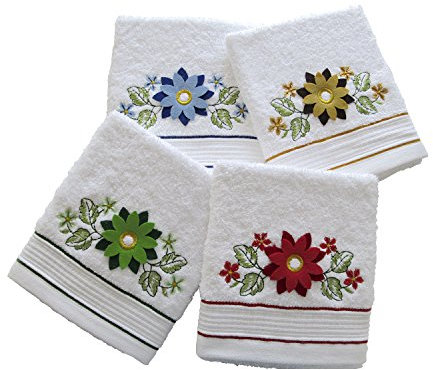 BGEUROPE Toallas de cocina de rizo bordadas – Paño de cocina – Ref. Girasol (blanco, 8)