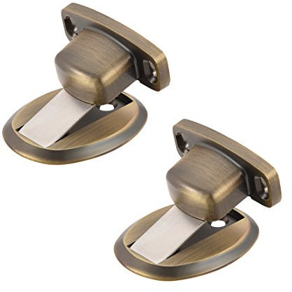 sourcing map Floor Door Magnetic Stop Zinc Alloy Doorstop Holder Stopper with Screws Bronze Tone 2pcs