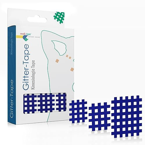 Medi-Tape Gittertape Gitterpflaster, Hochwertiges Akupunkturpflaster - Cross Tape Schmerzpunkte oder als Narbenpflaster, Selbstklebend und vielseitig einsetzbar, (Big Mix-10 Blatt a Typ A/B/C), Blau