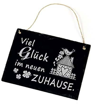 Viel Glück im neuen Zuhause - Schild Schiefertafel 22x16cm | Dekolando
