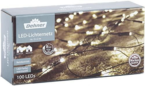 Dehner LED Lichternetz, 100 LED, warmweiß, Länge 20 m, Leistung 3 W, Schutzklasse II/Schutzart IP44