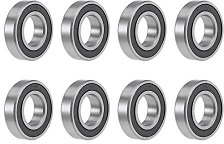 sourcing map 8STK 6901-2RS Kugellager Rillenkugellager Bearing Skateboard Bearings Rollenlager Skateboard Kugellager Doppelt Abgedichteter Chromstahl Z2 ABEC1 12 mm x 24 mm x 6 mm