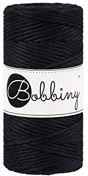 Bobbiny Regular 3mm Single Ply Macrame Cord (Black) 100m