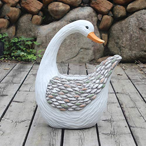 Swan Planter Blumentopf, große saftige Pflanzentöpfe aus Harz, Gartenpatio Statue Blumentopf Korb Dekor Ornamente White-A