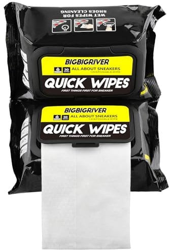 BIGBIGRIVER Shoe wipes 2 Pack 60 Pcs Sneaker Wipes Cleaner Quick Wipes Travel Portable Removes Dirt, Stains