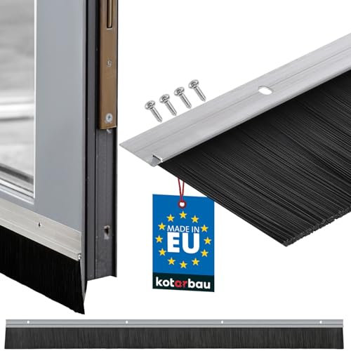 KOTARBAU® Burlete bajo puerta con pelo 100 x 60 cm, Burlete pelo para puerta, Burlete para atornillar plateado, Bajo puerta de aluminio 1 metro, Tira aislante, Burlete de pelo, Burlete de cepillo