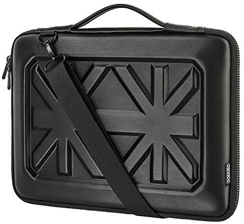 DOMISO 13.3 Shockproof Waterproof Laptop Sleeve with Strap Protective Carrying Case for 13-13.3 Laptops/MacBook Pro Retina/Dell Inspiron 13 XPS 13 / ASUS/HP, Black