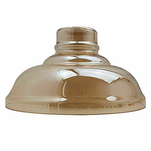 DC VOLTAGE Vintage Lampshade Amber Glass Ceilling Pendant Light Flat Shape with Shade Ring for Living Room Bedroom Kitchen Hallway Office and Cafe (Bowl)