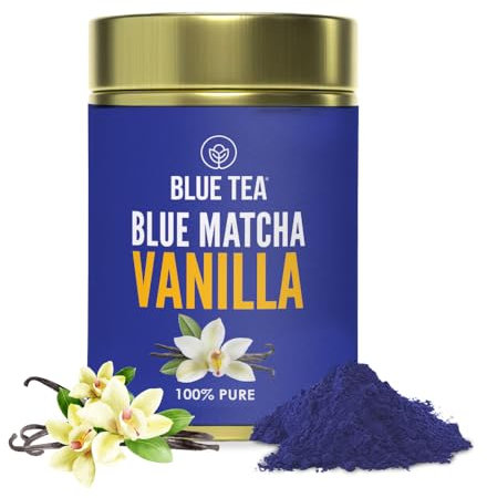 BLUE TEA - Vanilla Matcha Powder - 50 gram || HEALTHY SUPERFOOD | Culinary Grade - Dessert, Muffins, Noodles - For Gift - Reuseble Tin Packaging