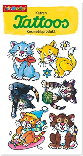 6 Tattoos * KATZEN * für Kinder als Geschenk, Mitgebsel und zum Basteln | 44746 | Tattoo Kindertattoo Geburtstag Katze Adventskalender