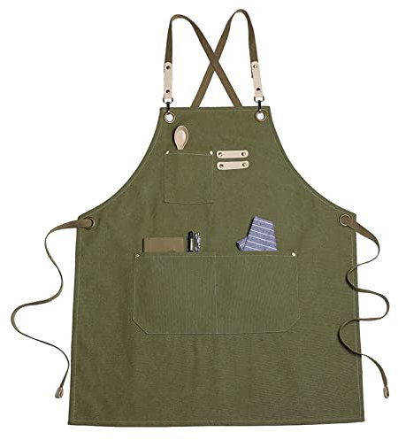 Nanxson Delantales de Lienzo para Trabajo de Hombres con Bolsillos, Delantal de Herramientas para Jardinería, Delantal de Chef de Restaurante