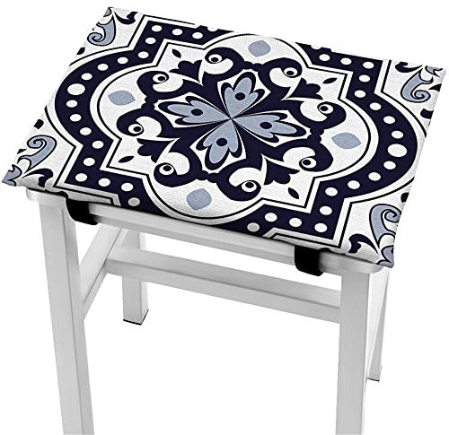 DOTBUY Stuhlkissen Sitzkissen mit Haltebändern,Memory Schaum Sitzkissen Stuhlkissen Bequem Sitzauflagen mit Outdoor Indoor Weiche Kissen fr Gartensthle (Ethno-Stil,36x38cm)