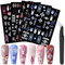 MELLIEX 4 Blatt Weihnachten Nagelsticker, Selbstklebend Nagelaufkleber Weihnachten Nail Art Stickers mit 1 Pinzette für Weihnachten Nageldesign Nageldekoration