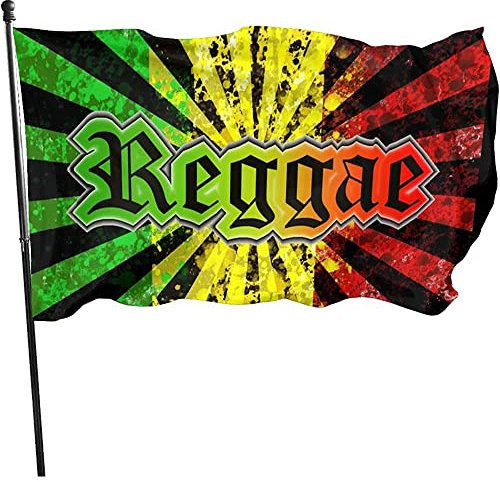 Drapeau De Famille Résistant UV Drapeaux D'Extérieur Prime Drapeaux Décoratifs pour Festival, Patio 150X90Cm Reggae Musique Jamaïcaine Drapeau De Jardin