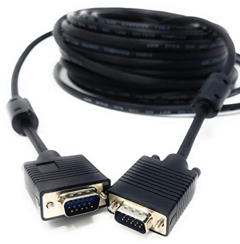 20m VGA to VGA Cable 15 pin SVGA Male to Male for Monitor Computer PC Laptops TV Projectors Extension Lead, HD15 All Data Pins Connected 65ft Black