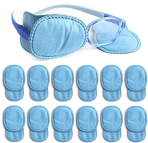12pcs Cache Oeil pour Lunettes cache oeil enfant Réutilisable Cache Oeil pour Couvrir l'Oeil Gauche Droit Améliorer Vision pour Enfants Adultes Oeil Paresseux Amblyopie Strabisme (bleu Médium)