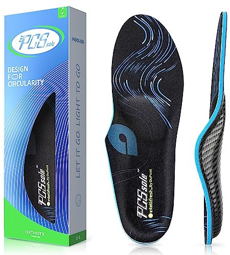 PCSsole Plantar Fasciitis Orthopädische Einlegesohlen, Arch Support Schuheinlagen für Plattfüße, Fersensporn Einlagen, Komfortable Einlegesohlen für Männer und Frauen, Schwarz (29CM)