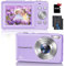 Digitalkamera Fotokamera Kompaktkamera mit 32GB Karte, 44MP 1080P HD Fotoapparat 2,4 '' LCD 16X Digital Zoom Wiederaufladbare Digital Kamera für Kinder, Teenager, Anfänger, Jungen, Mädchen(Lila)