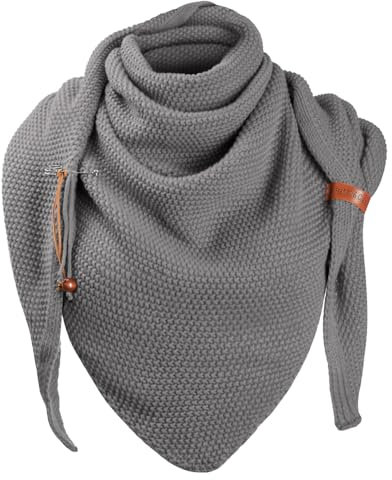 Vancavoo Dreieckstuch Damen XXL Schal Dreiecksschal Herren Warm Strickschal mit Wolle Elegant Winterschal Herbstschal Deckenschal mit Verschluss Halstuch 190 * 85cm (Mittelgrau)