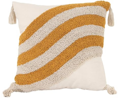 Disnace Boho Kissenbezüge, Makramee Kissenhülle Kissenbezug mit Quaste Dekorative Baumwolle Leinen Dekokissen Sofakissen für Couch Sofa Schlafzimmer Wohnzimmer, ohne Kisseneinsatz, 45x45CM (Style B)