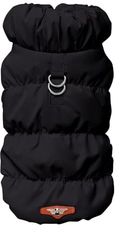 Warmer Wintermantel für Hunde, mit Fleece gefüttert, wasserdicht, winddicht Jacke mit D-Ring, geeignet für kleine bis große Hunde (Schwarz, XS)
